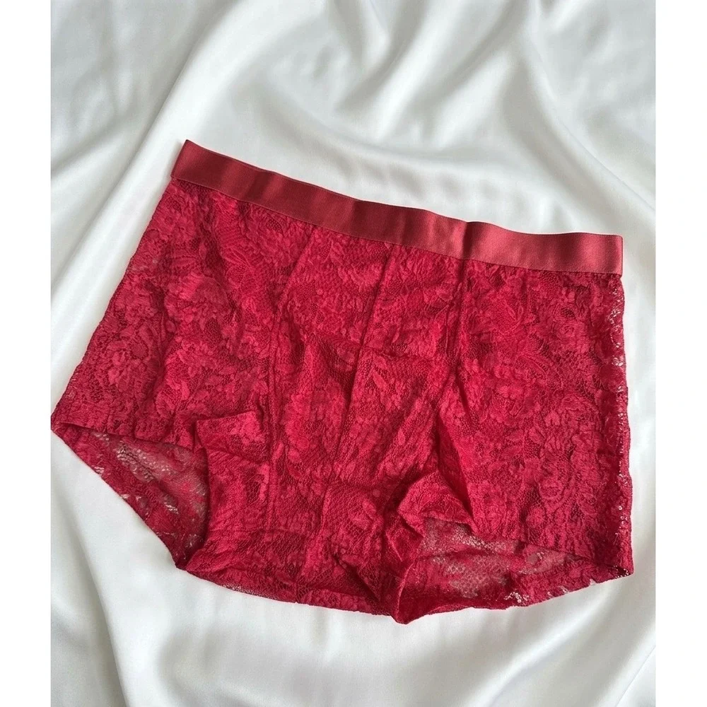 Cosabella Never Say Never Lace Trunk‎ Shorts Red size XL NWT